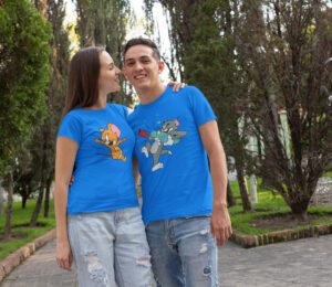 Tom And Jerry Royal Blue Couple T-shirt